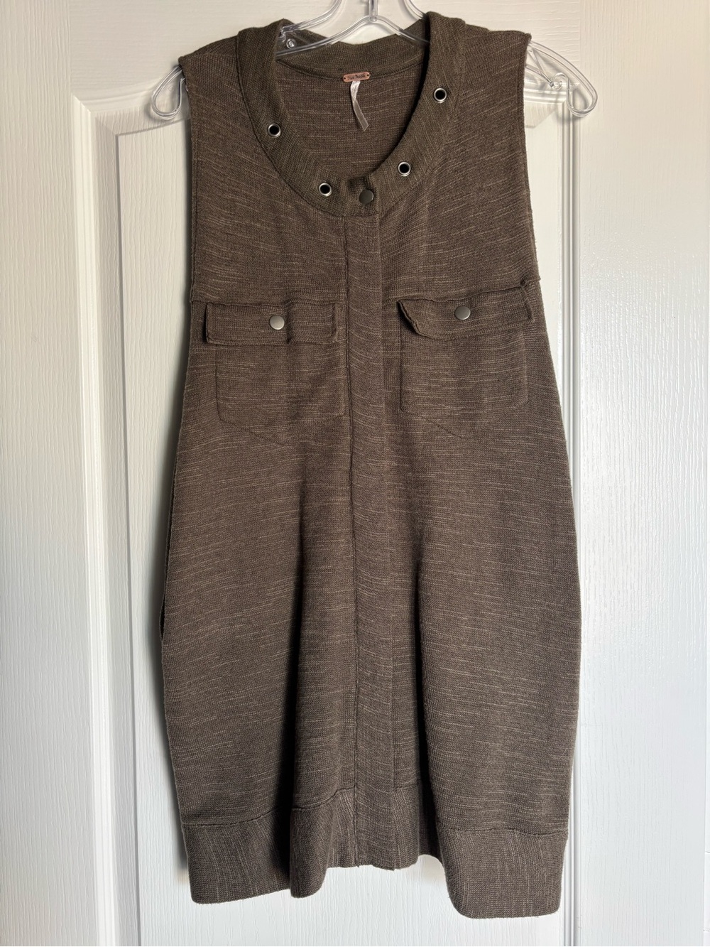 FREE PEOPLE Slub Knit Highway Vest Olive Green Cardigan‎ Size Small